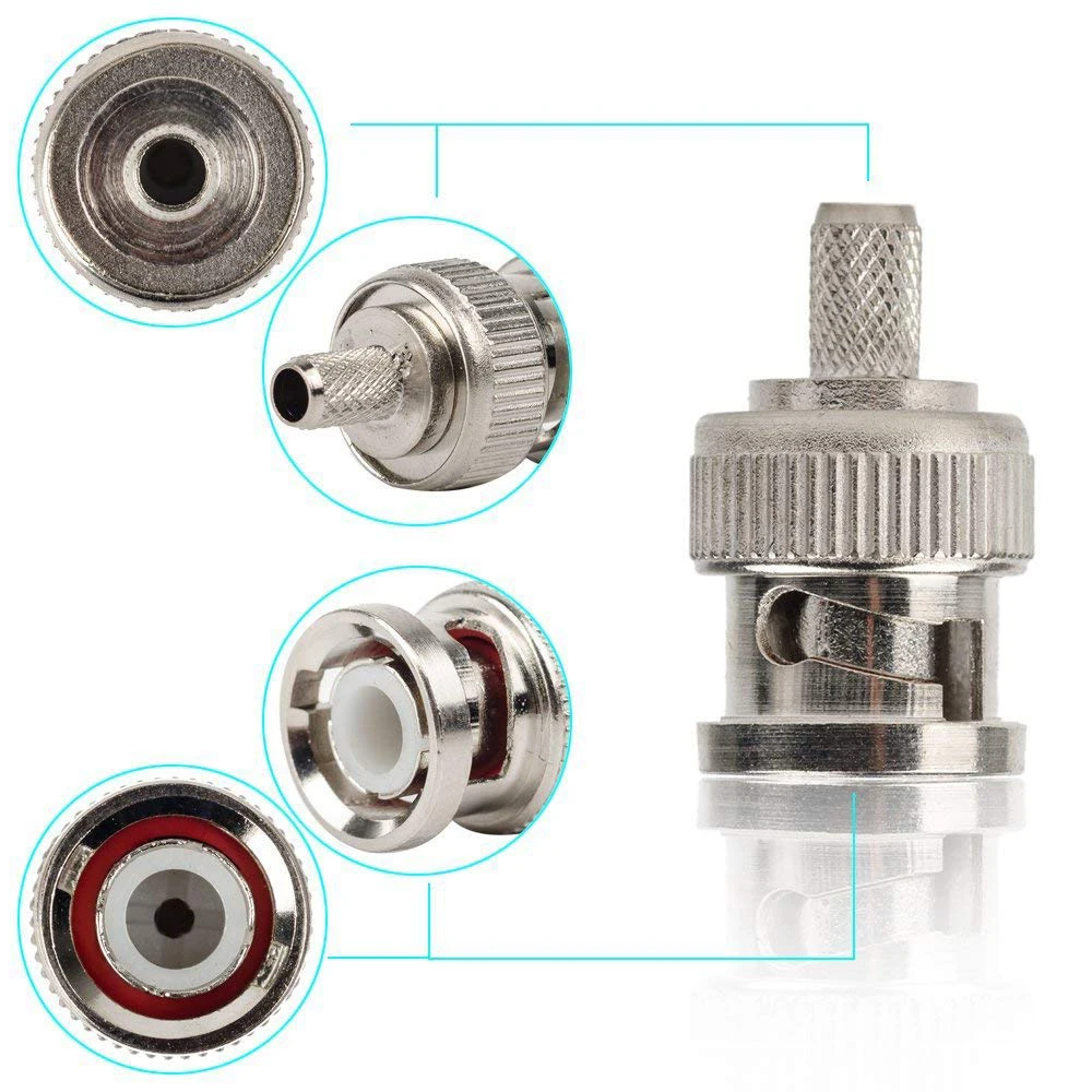 5PCS Crimp Type CCTV BNC Connector for CCTV System