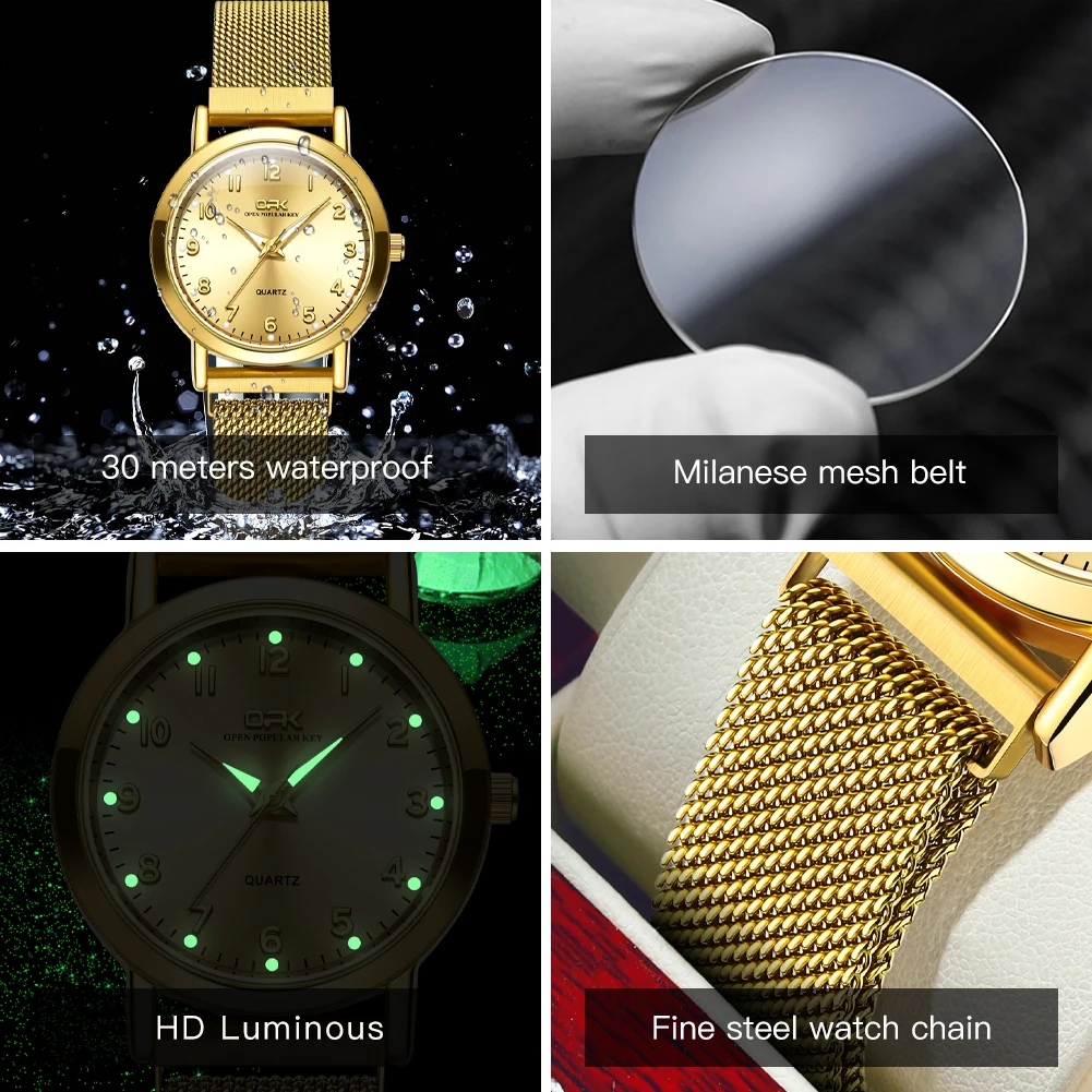 OPK 8115 Women Watches Fashionable Simple Original Quartz Wristwatch Waterproof Mesh Belt Ladies Watches Girls Gifts Reloj