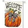 AVOIN colorlife Polka Dot Bow Pumpkin Fall Garden Flag 12x18 Inch Outside jjp