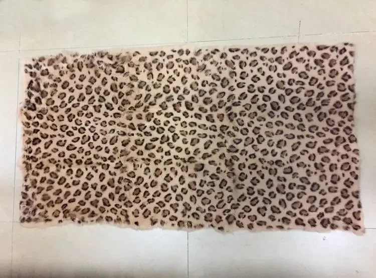 Hight Quanlity Split Joint Leopard Printed Genuine Rabbit Fur Material Mat Whole Piece Size 50cm*110cm