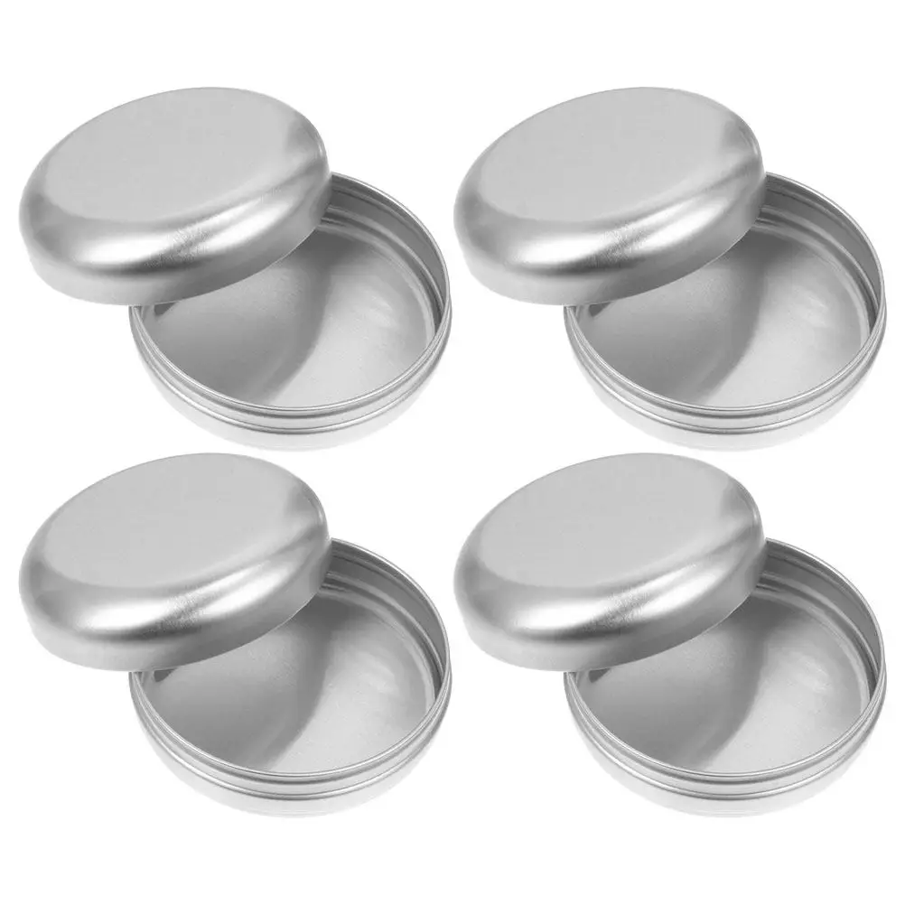 

4Pcs Aluminum Containers Leakproof Refillable Cream Tins for Travel Makeup Storage Small Airtight Soap Boxes Household
