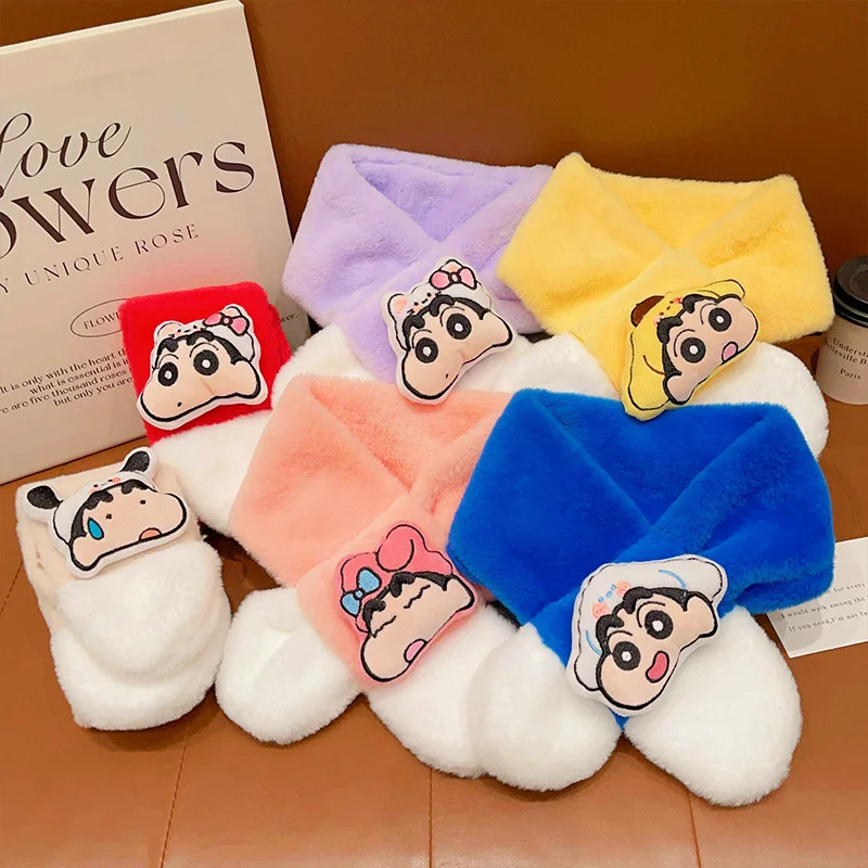 Crayon Shin-chan Plush Children Scarf Crayon Shin Chan Thick Warm Scarf Soft Windproof Scarf Kids Neckerchief Christmas Gift