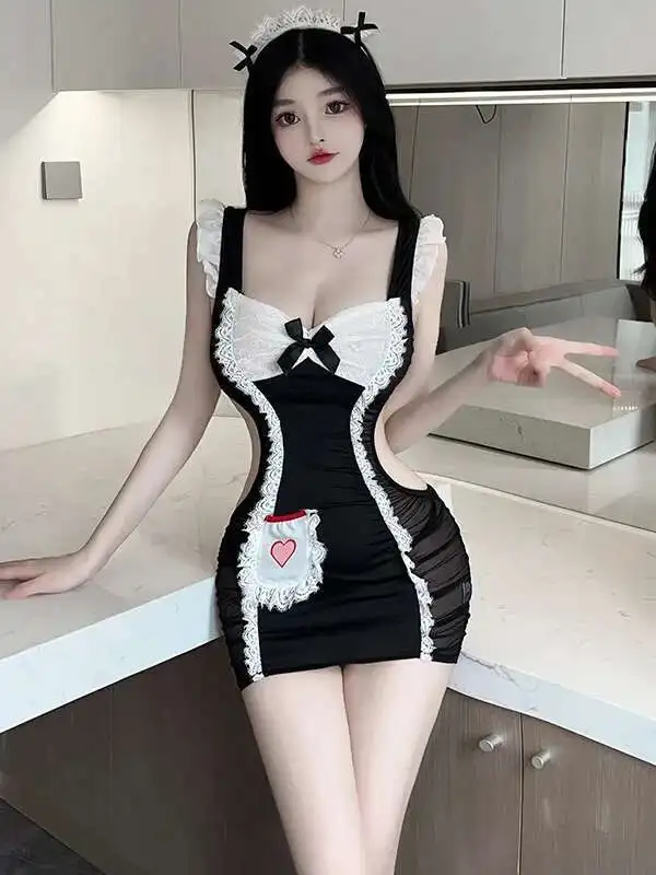 섹시 레이스 가슴 감싸는 허리 파임 백리스 폴드 시스루 거즈 랩 힙 핫앤스파이시 메이투 슬림 드레스 우아한 40WN