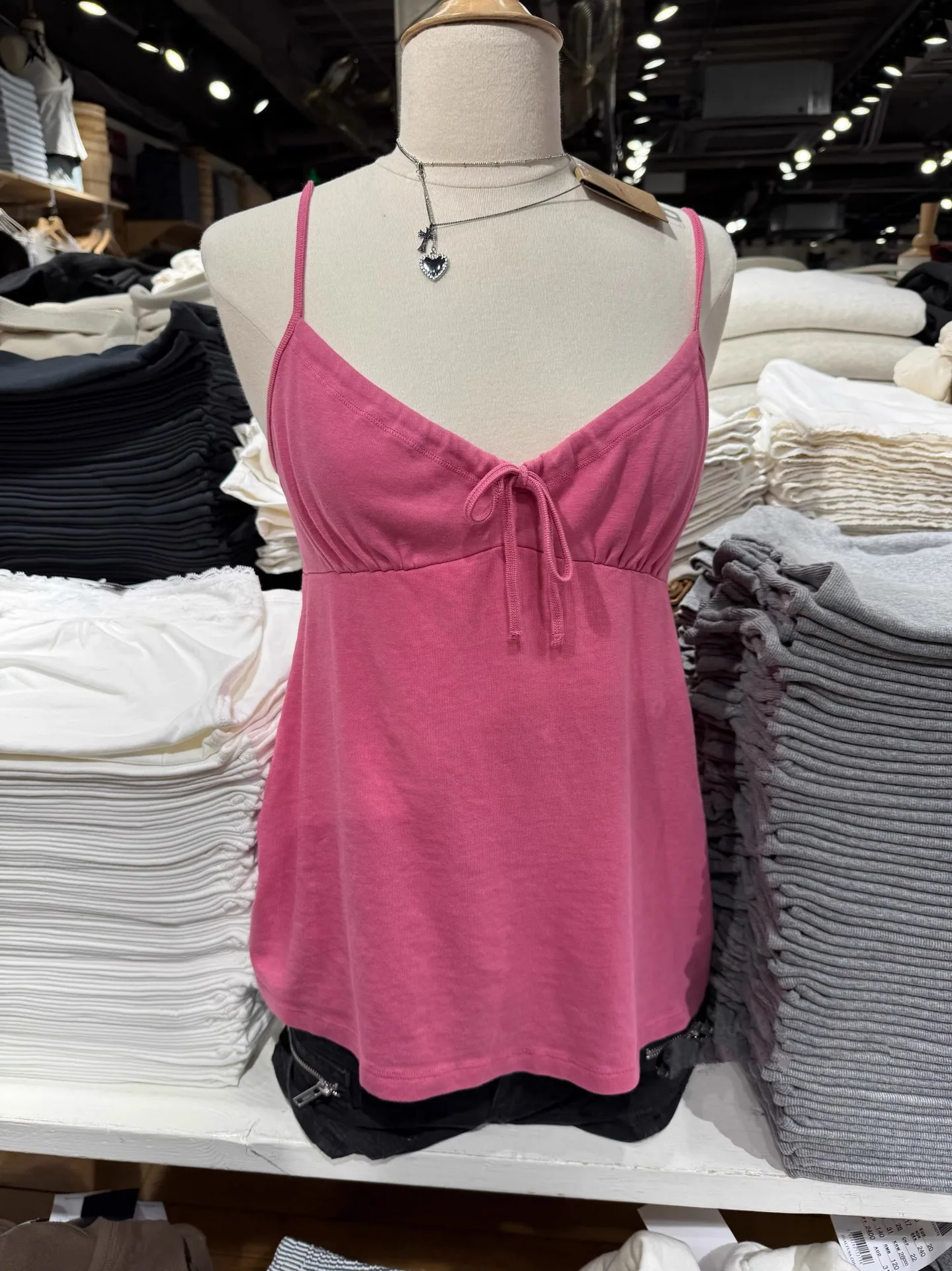 Rose Red Lace-up Camisole Women Summer Casual Simple Basic Cotton Loose Sleeveless Vests Female Sweet Preppy Style Tank Tops Y2K