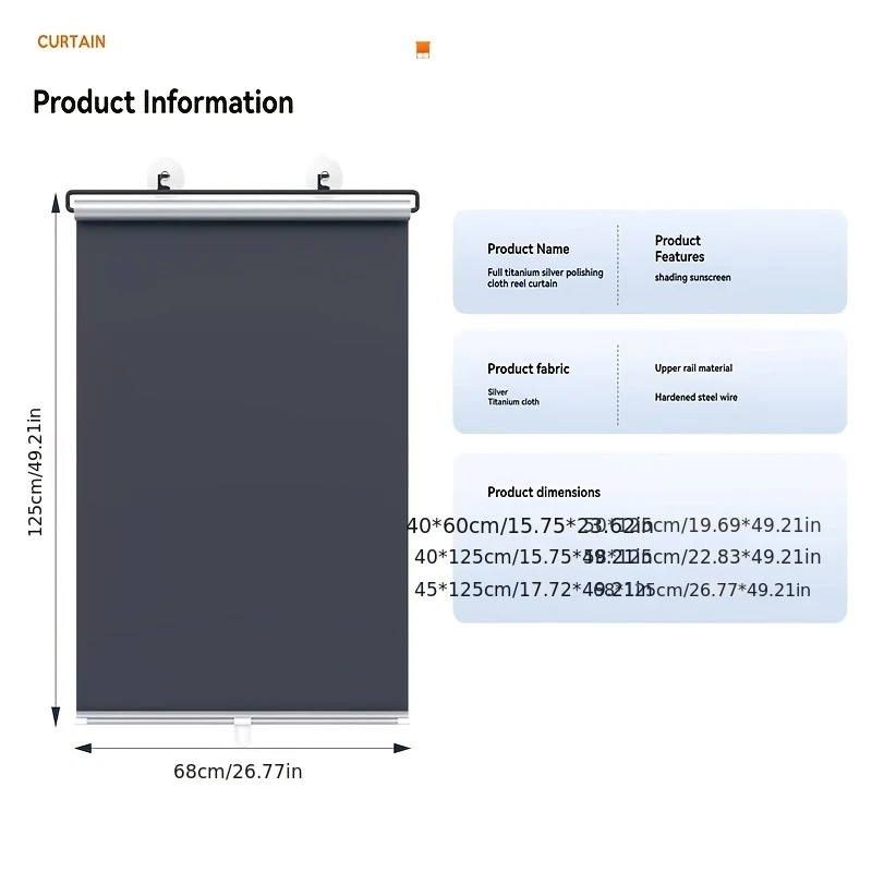 1 piece of universal non perforated blackout curtain, UV resistant and heat-insulating window screen, suitable for bedrooms, off