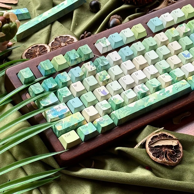 

Garden Keycaps PBT Material Sublimation Cherry Keycaps Side Carving Light-transmitting Personality Mechanical Keyboard Keycaps