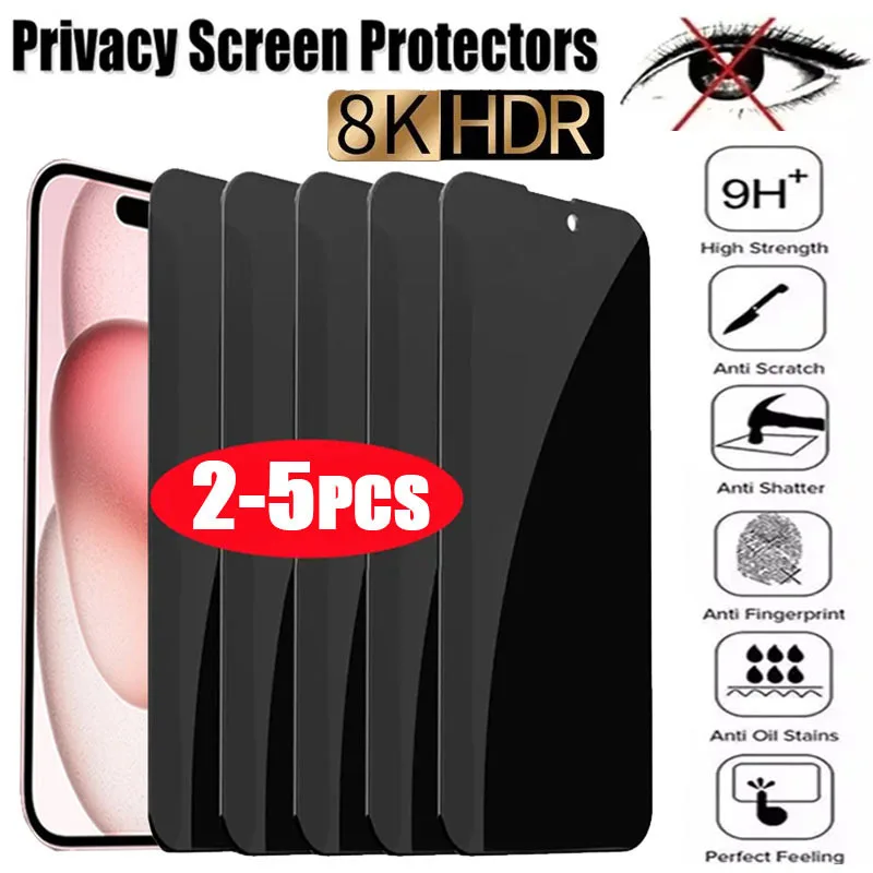 

2-5Pcs Privacy Screen Protectors 15 12 13 14 Max Mini 78 Plus Anti-Spy Tempered Glass For Iphone 11 Pro XS MAX XR