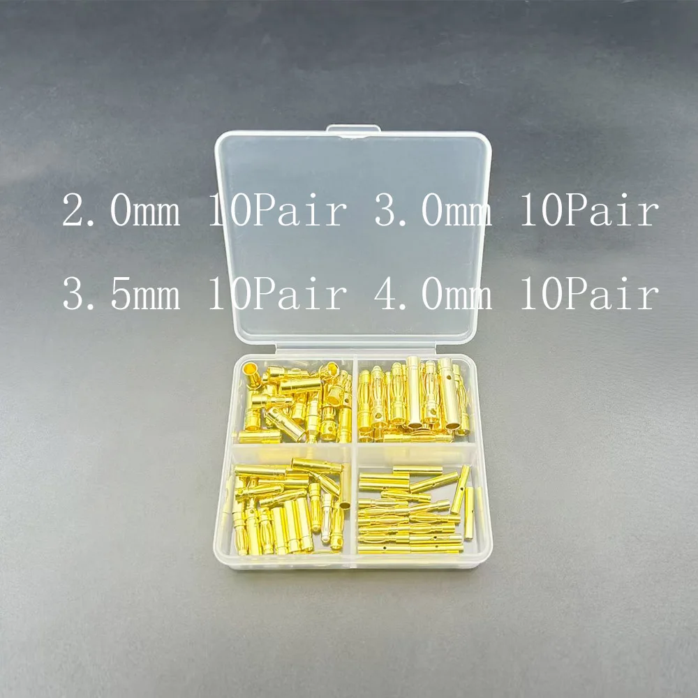 Gold-Plated Bullet Banana Plug Binding Post Connector 2mm 3.5mm 4mm 5mm 6mm 8mm Male Female Banana Connector for RC Battery