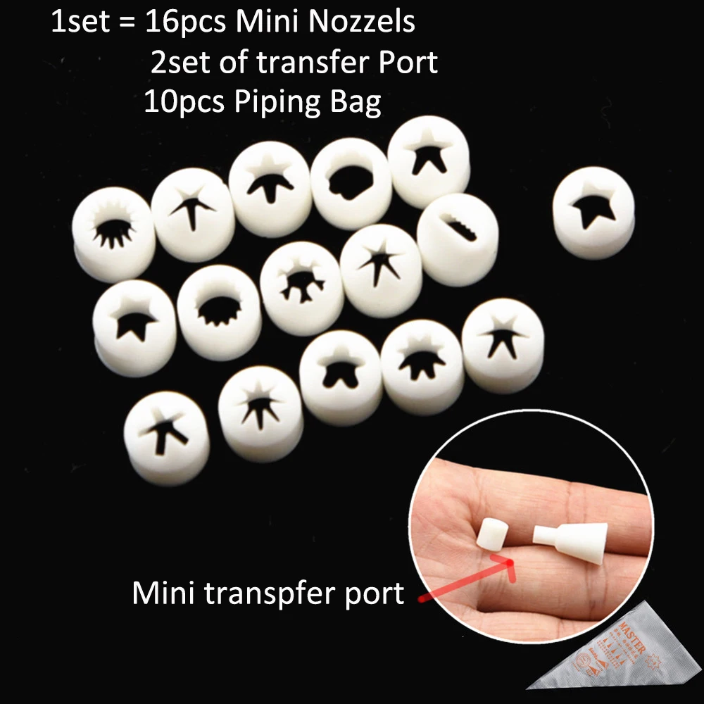 New 16pcs Set Design  Mini Nozzle Piping Tip Using with Pipping Bags Pottery Cream Clay Cake DIY tools