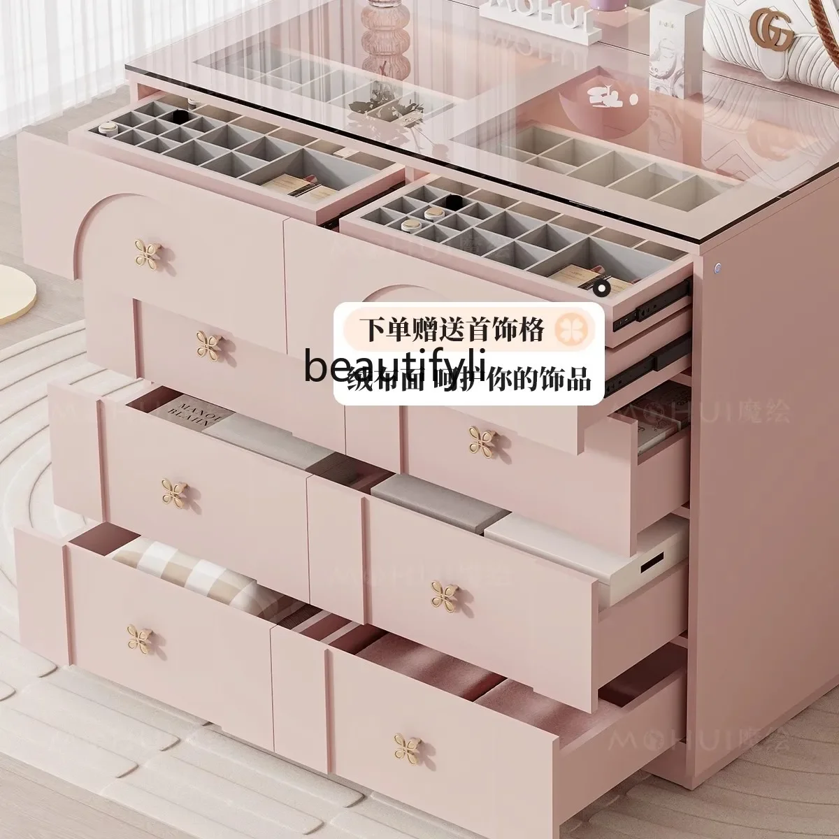 

Cloakroom Nakajima Taiwan Jewelry, French Bedroom Pink Dressing Cabinet Premium