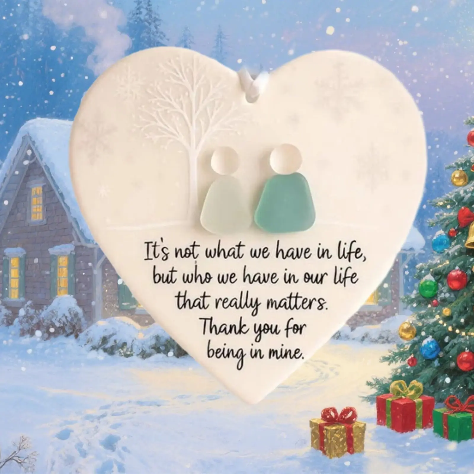 

Heart-Shaped Sea Glass Friendship Decor Timeless Heart Keepsake Friendship Heart Ornament for Christmas Tree Hanging Ornaments