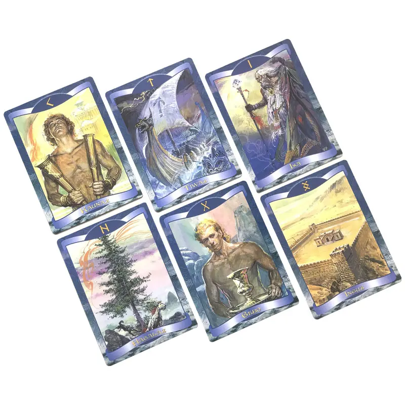 Hot sales Runes Oracle Tarot Card Fate Divination Prophecy Card Family Party Game Toy Tarot Card PDF Guide