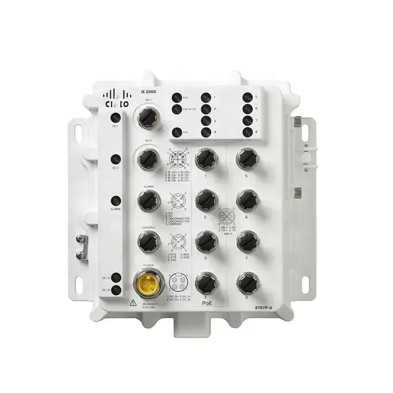 

IE-2000-8T67P-G-E New IE2000 IP67 with 8 FE M12 Ports (8 PoE+) and 2GE (Lan Base) Industrial Switch