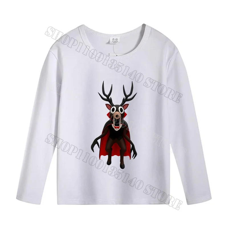 99 ليال في الغابة تي شيرت طويل الأكمام بنين بنات رعب الغزلان مطبوعة الخريف الربيع بلايز الملابس رقيقة س الرقبة الملابس المحملة هدية