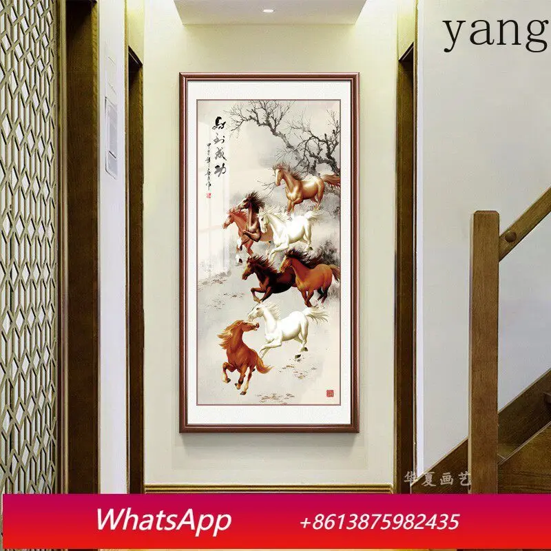 YJQ decorative painting Ba Jun diagram new Chinese style lucky office entrance living room painting