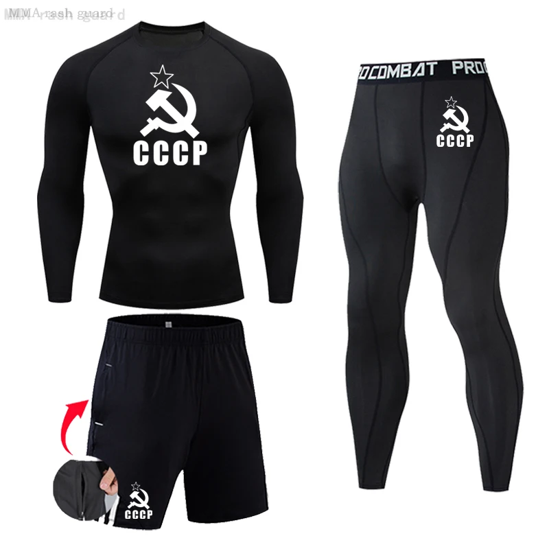 CCCP Men's Fitness Underwear Compression Base layer Winter Sports Thermal underwear Track suit Men Sportswear Rashgarda MMA