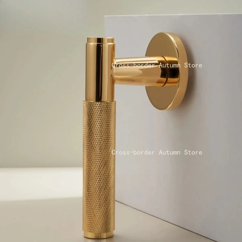 Dooroom Brass Door Lever Set Knurled Privacy Passage Dummy Thumbturn Lock Handle Set Knurled Hardware