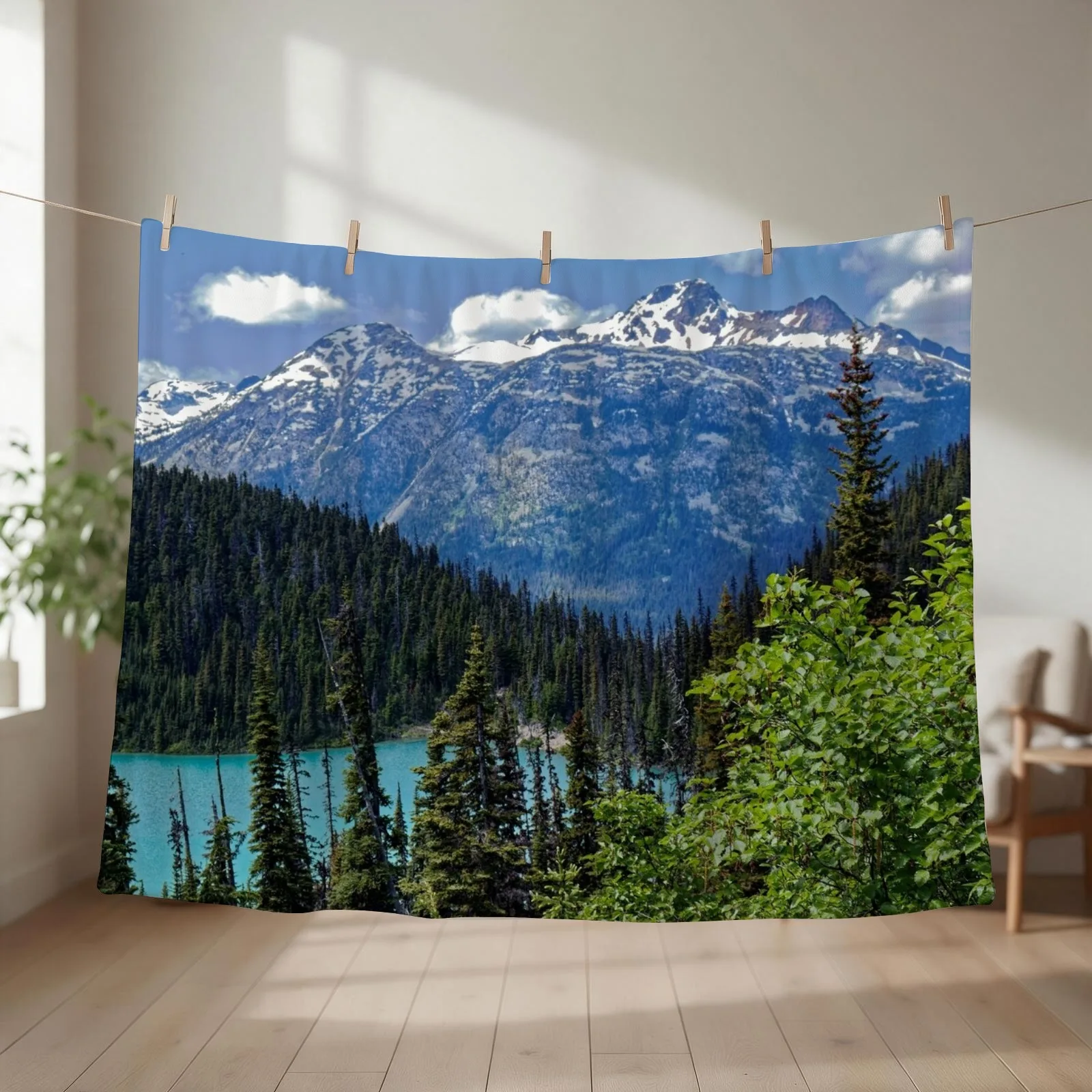 BC Mountains over Jeoffre Lakes Trail Throw Blanket