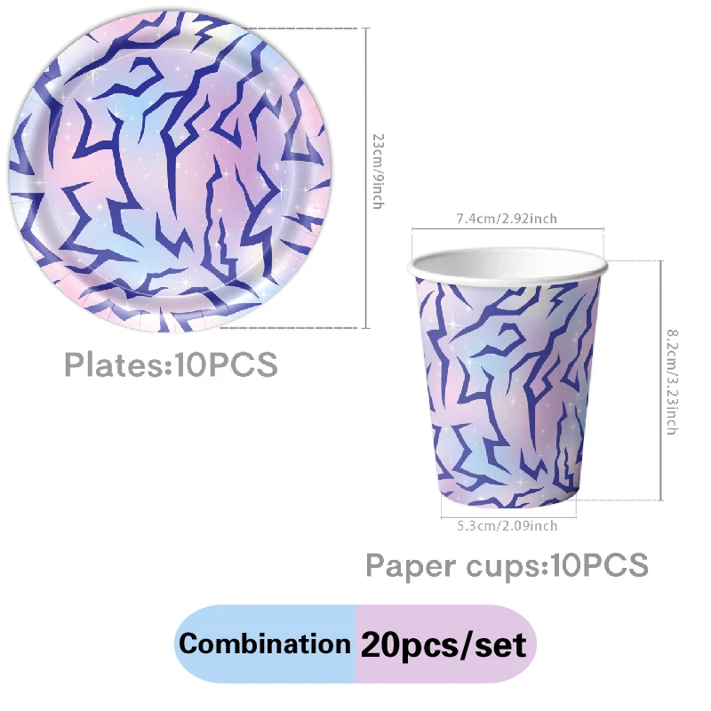 Hot Anime Movie K-pop Pink and Purple Disposable Tablecloth Tableware Paper Cup Plate Napkins Birthday Party Scene Decor Kit New - view 2