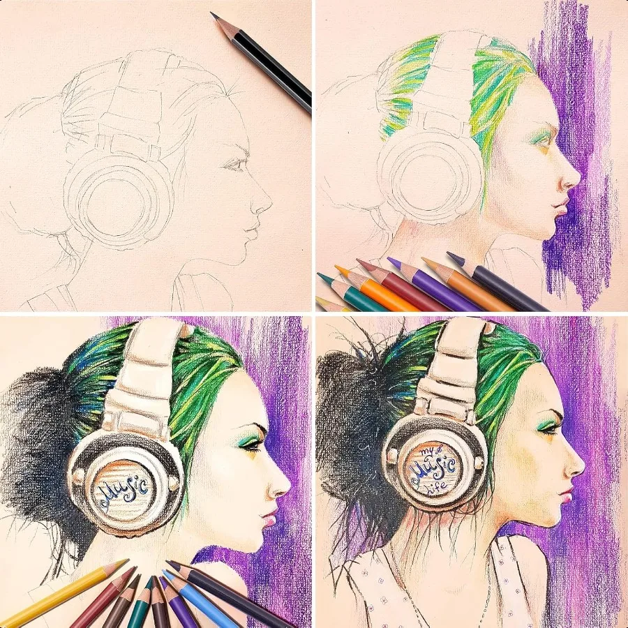 Profional Colored Charcoal Pencils Drawing Set Skin Tone Colored Pencils Pastel Chalk Pencils for Sketching Shading Coloring La