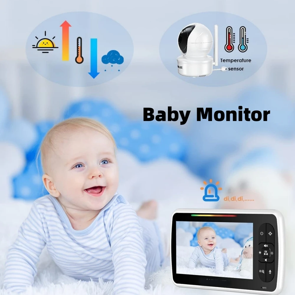 Imagem -02 - Video Baby Monitor com Câmera e Áudio Interfone sem Fio Sensor de Temperatura Lullaby Bateria 1200mah 2.4ghz hd