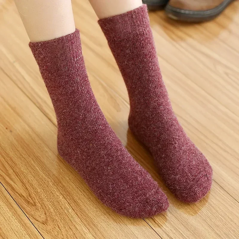 

Color Cashmere Ws212 Floor Thicken Velvet Casual Solid Warm Snow Sock Boots Women 1pairs New Thermal Wool Home Socks Soft Winter