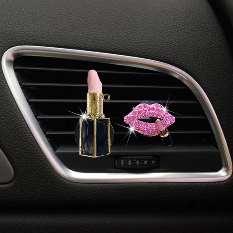 2 Stück glänzende diamant rote Lippen Auto Luft auslass Aroma therapie Parfüm Clips Parfüm Lufter frischer Clip Auto Interieur Zubehör Frauen