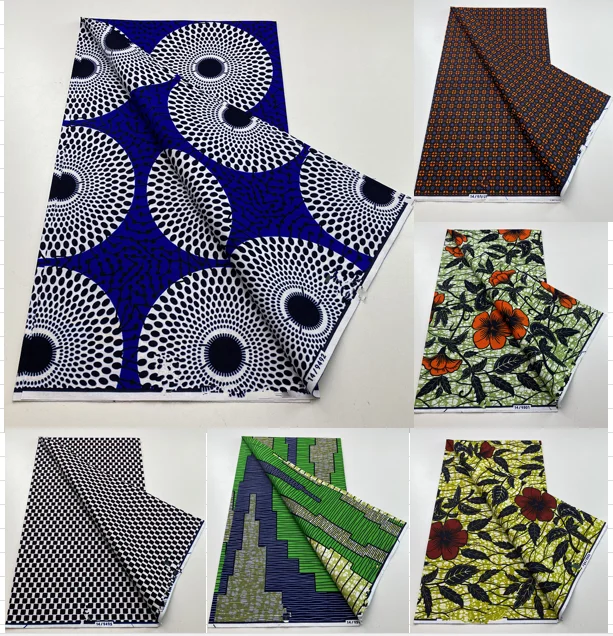 African Wax Fabric Veritable Wax Nigerian Ankara Block Prints Batik Fabric Dutch Hollandais Pagne 100% Cotton For Wedding Dress