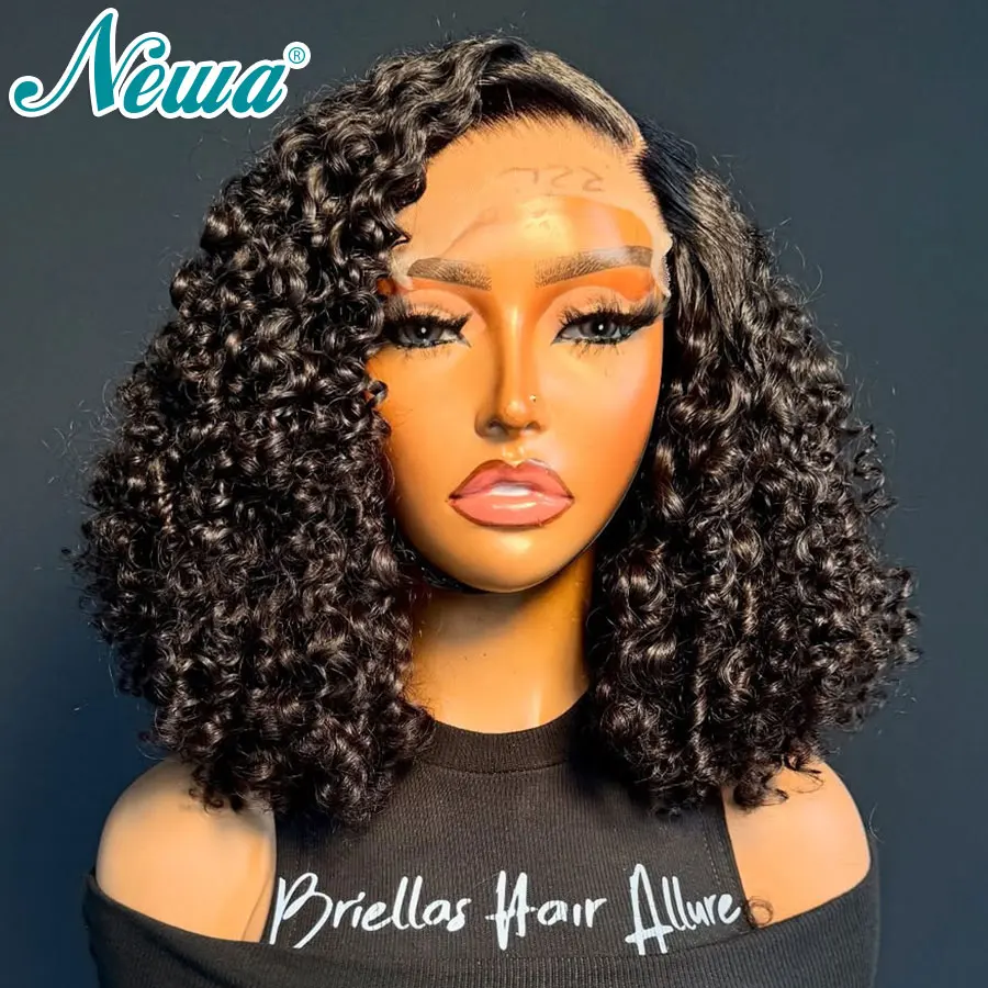 

Newa Human Hair 13x6 Transparent Lace Front Wig Natural Black Color 13x6 Frontal Wig Pre Plucked Brazilian Wigs Small Knots Wigs
