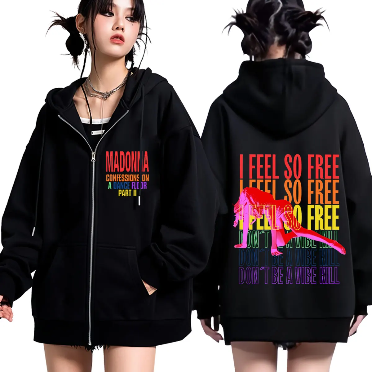 

Madonna CONFESSIONS II Album Tour 2026 Print Zipper Hoodie Men Women Fashion Sweatshirt Loose Casual Vintage Zip Up Jacket Coat