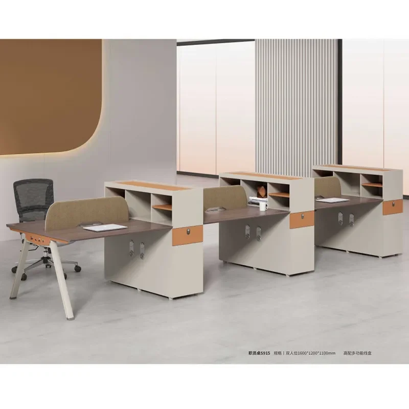 Modern Office Desk and Chair Set with Side Cabinet  Workstation for Staff Financial Card Seat Simple Design