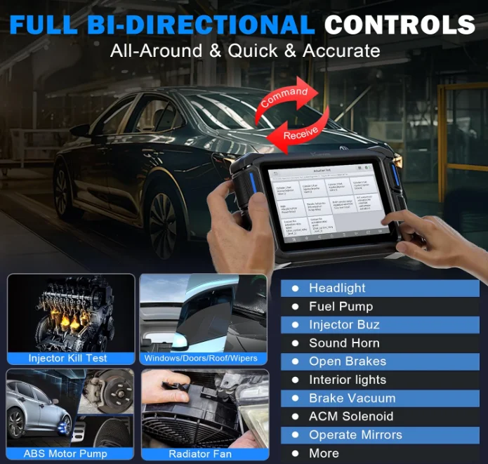 VDIAGTOOL VD70 Automotive Diagnostic Scanner Bidirectional Scan Tool CAN FD & DoIP&FCA ECU Coding  OE Full System Scan 36+Resets