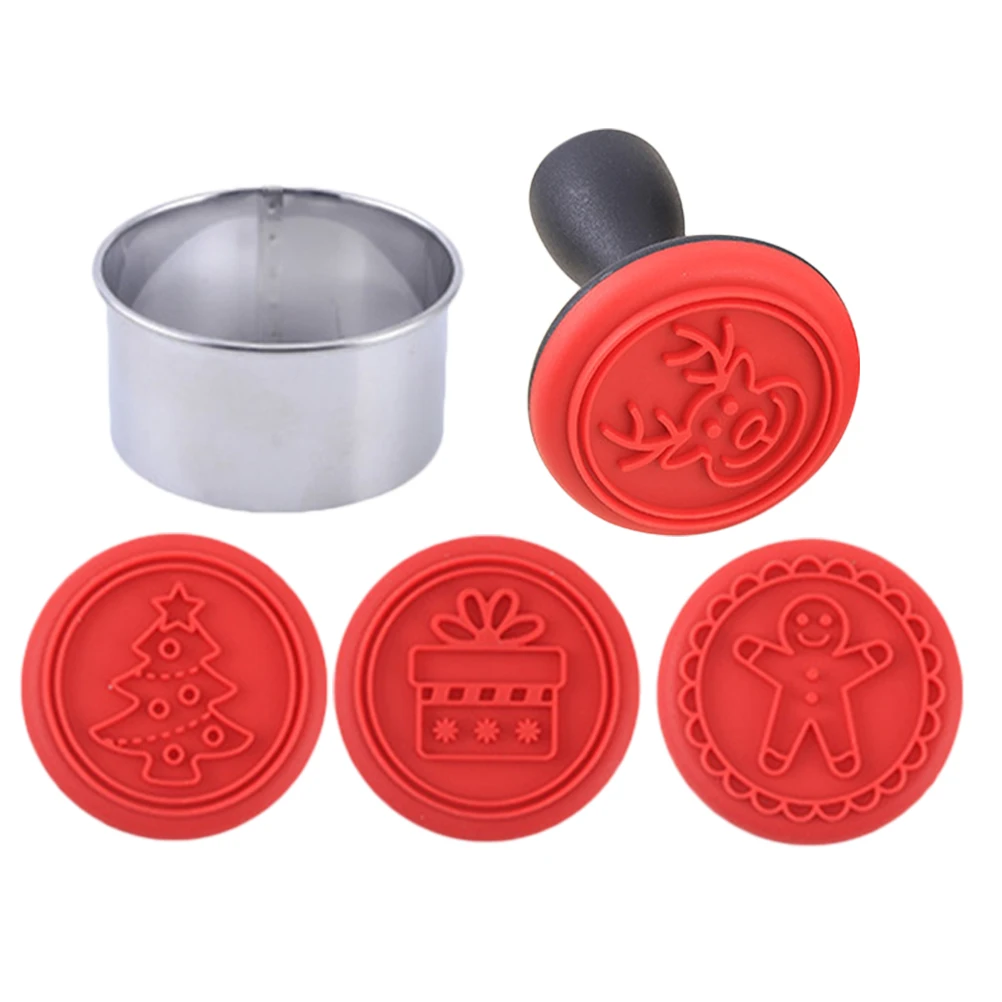 

1 set DIY Christmas Baking Molds Cookie Stamps Silica Gel Press Seal Cute Father Cookies Mold for Holiday Treats Crafts