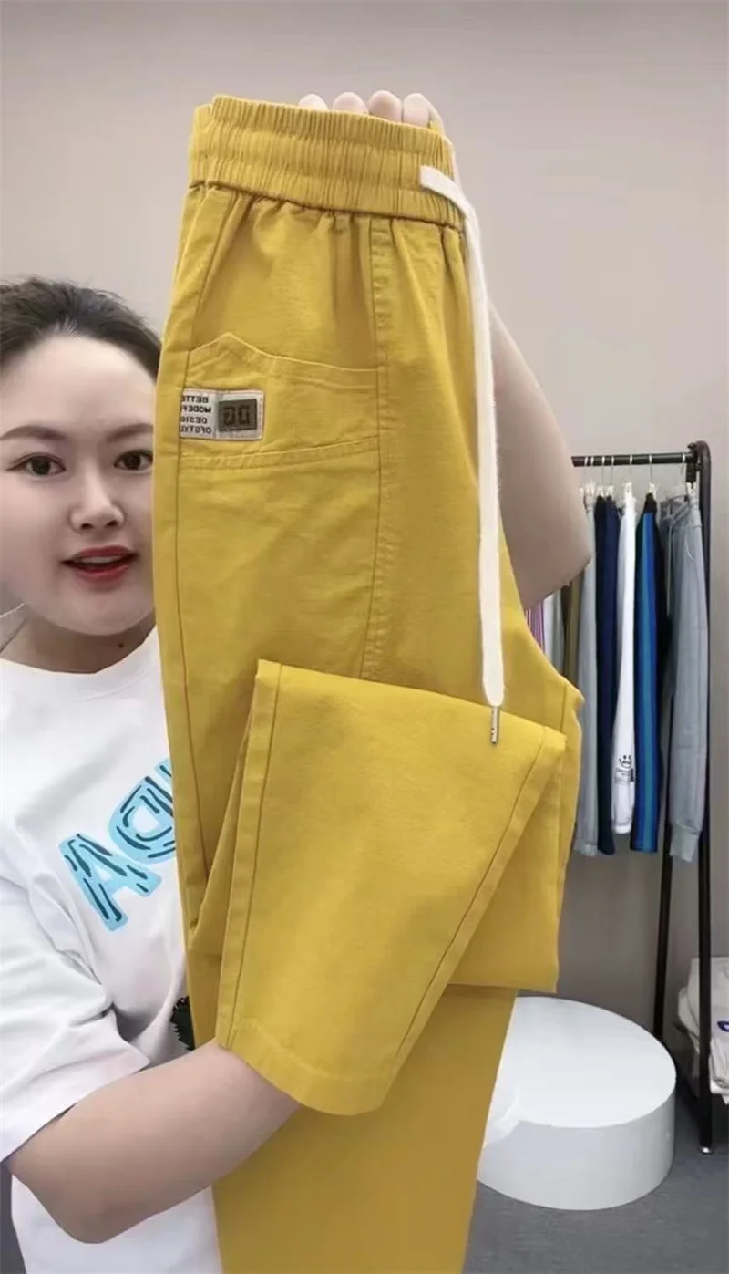 Spring Summer Women's Harem Pants High Waist Straight Casual All-match Pants Women Fashion Loose Cotton linen Trousers Female