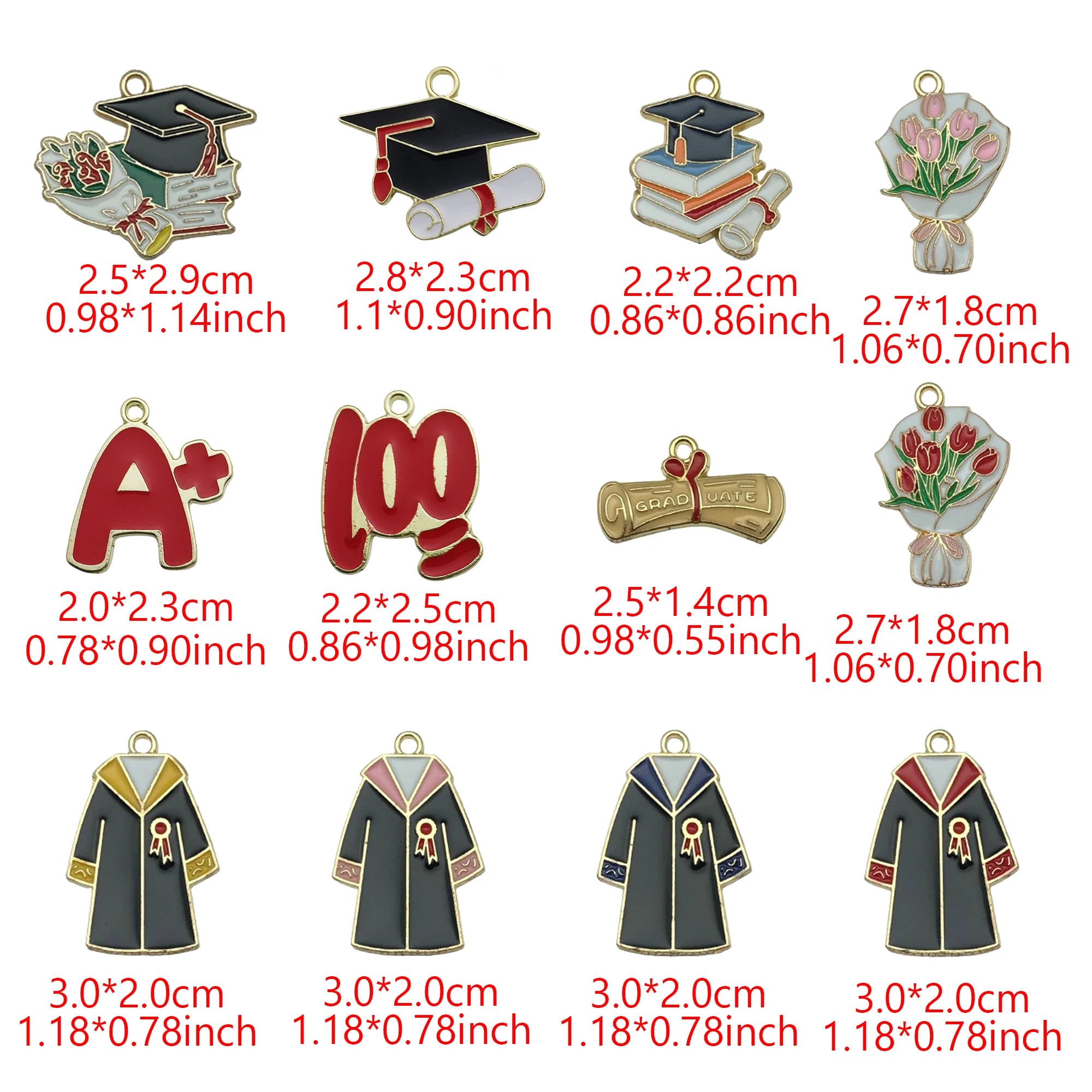 12/10pcs Enamel New Bachelor Uniform,Bachelor Hat Shape Charms Graduation Season Theme Pendant For DIY Jewelry Making Accessoriy