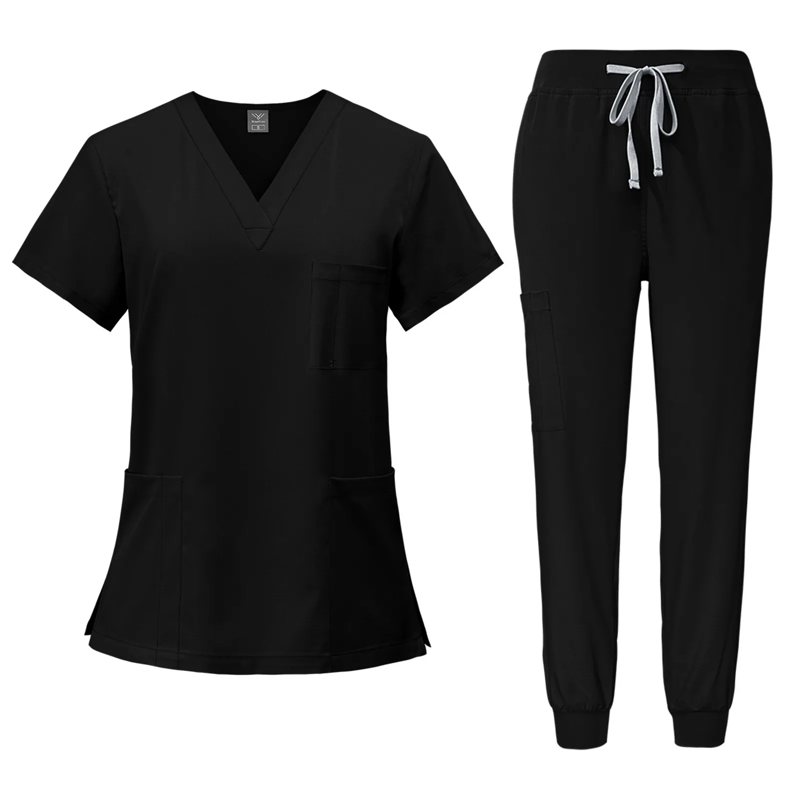 Nursing Scrubs Uniform Suit Short Sleeve V-neck Tops+pants Sets Women Multicolor Pet Workwear Nurse Scrubs Suit