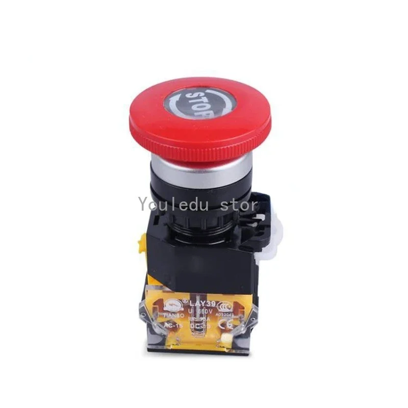 

1 шт., кнопка аварийной остановки гравировального станка, LAY39C-11ZS, самоблокирующаяся кнопка аварийного переключателя с грибовидной головкой, 22 мм, новинка