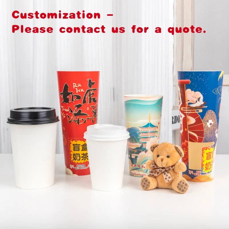 

custom.LOKYO Custom Printed Personalization Take Away Mystery Blind Cups Disposable Boba Bubble Tea Surprise Double Paper Cups