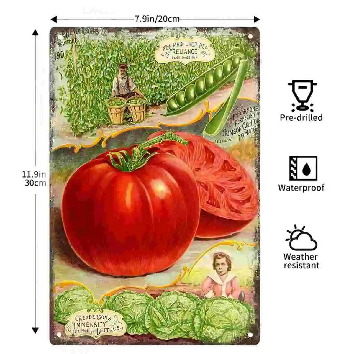 2D FLAT 1pc Vintage Henderson's Tomato Pea And Lettuce Seed Catalog Poster Wall Decoration for Home Cafe Garage Bedroom Porch