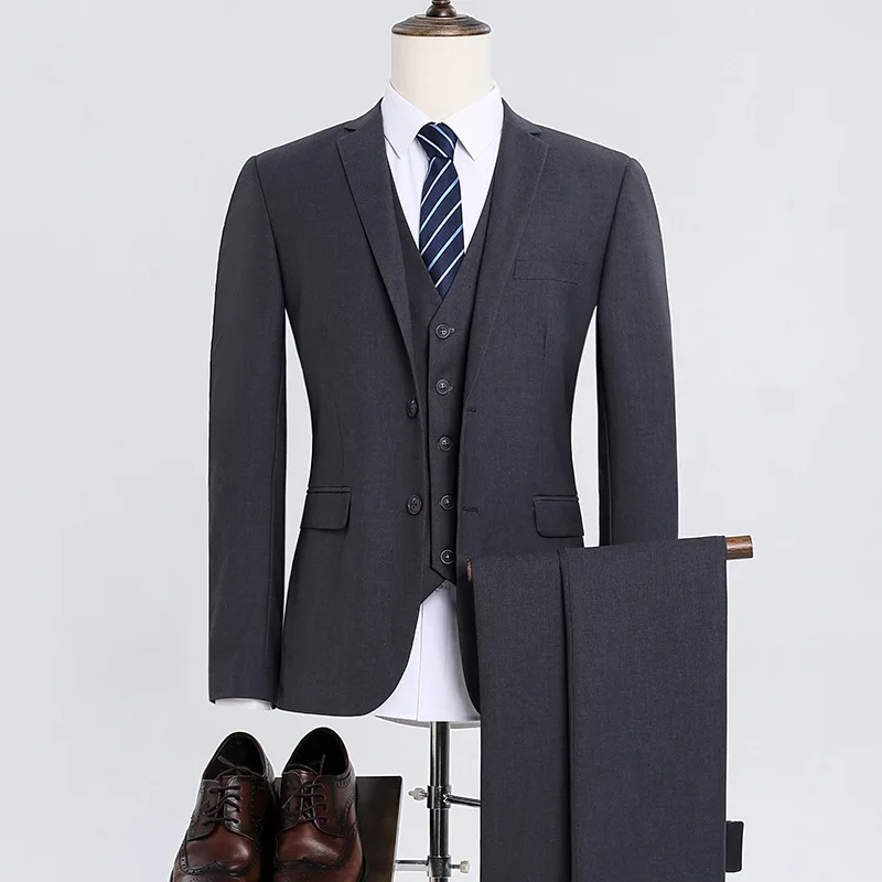 H35 Slim fit autumn new business banquet groom suit suit men's new suit three-piece suit