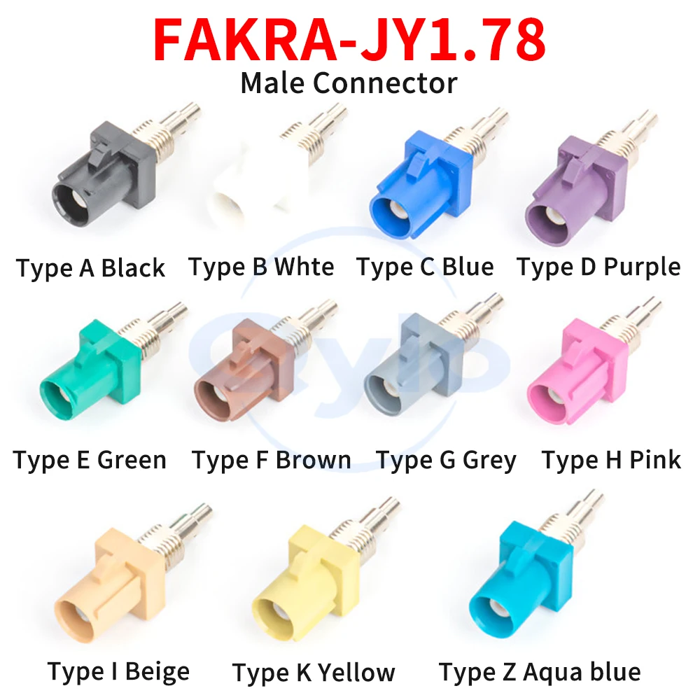 FAKRA-SMB-JY-1.78mm Public Band Nut Automotive Connector A/B/C/D/E/F/G/H/I/K/Z Type Waterproof Connector (1 pcs)