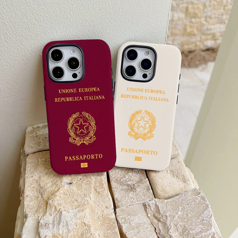 

Чехол для телефона с паспортом Италии для iPhone 17, 16, 15, 14, 13, 12, 11 X XS XR XSMAX 7 8 Air Pro Max Plus, роскошная двухслойная задняя крышка