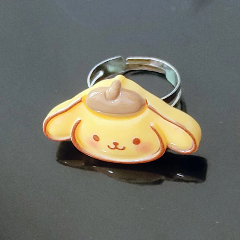 Sanrio Hello Kitty Cartoon Ring Anime Figures Kuromi My Melody Pochacco Cinnamoroll Ring Q Figural Cute Girl Rings Birthday Gift