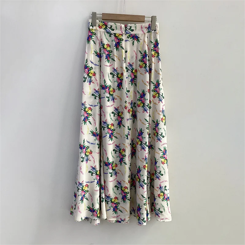 Zadig Summer Skirt Women Fashion Floral Print Elegant Midi Skirts Female Fashion Wing Print Half Dresses Lady Summer Midi Skirt