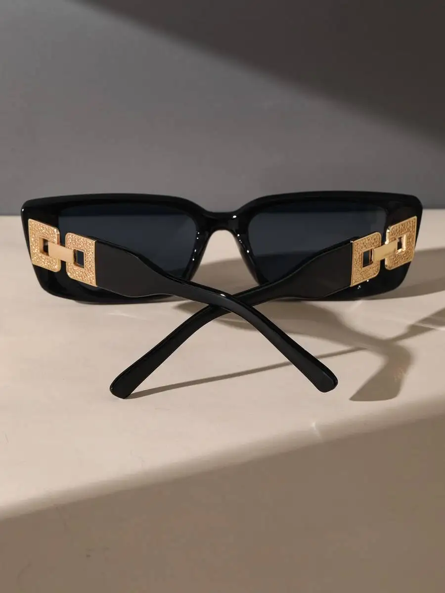 1pair Vintage Plastic Frame Geometric Eyeglasses Shades With Changeable Legs For Outdoor Travel Fashionable Decorative Fashion Glasses Shades Beach Accessories Beach Accessories For Women Glasses Shades Basics Fall Winter Women Outfits Clothes Business view 4