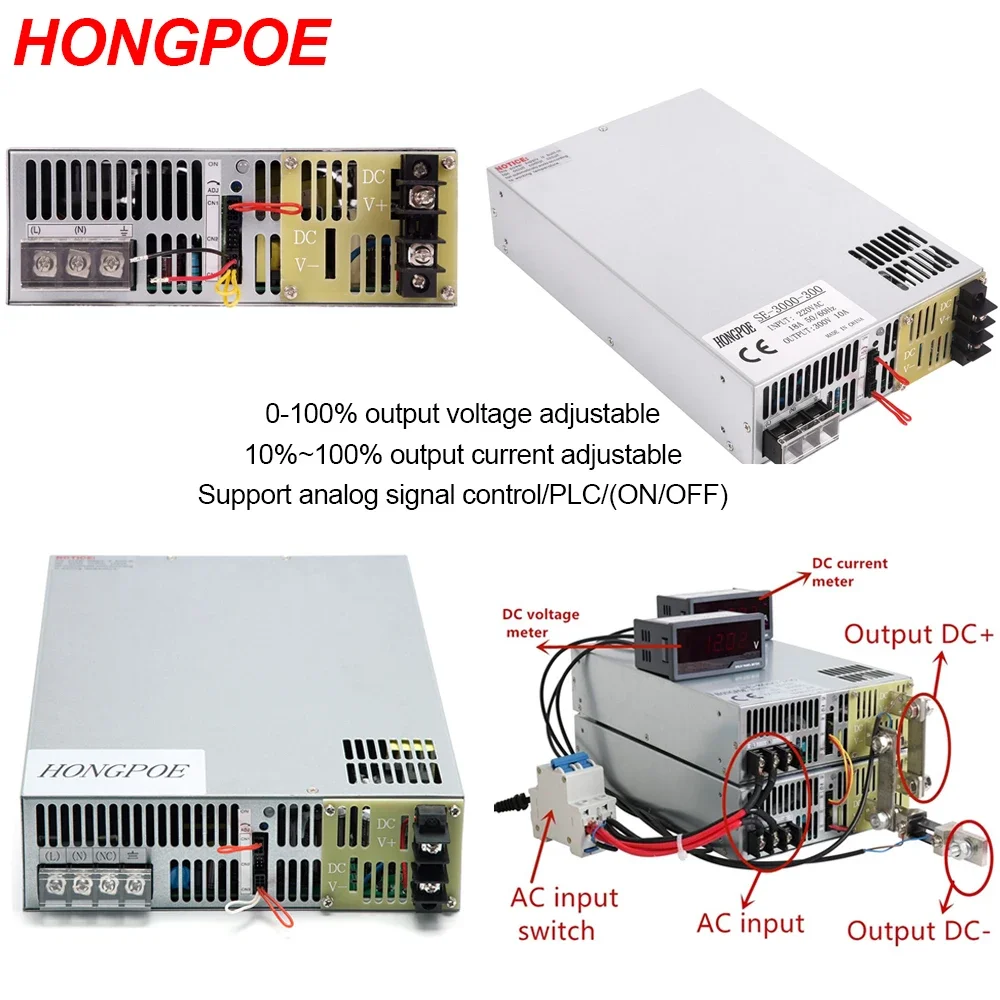 

DC 0-110V 150V 200V 250V 300V 350V 400V Power Supply 220VAC 380VAC 0-5V Analog Signal Control Output Voltage/Current Adjustable