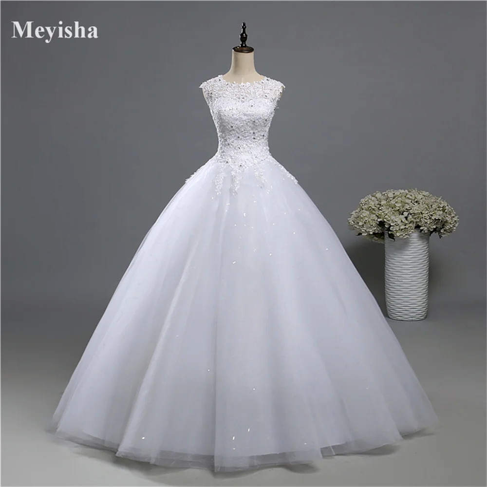 ZJ9139 Customized Ball Gown Real Images Lace Tulle 2026 Wedding Dresses Bridal Dress Plus Size Shine Skirt Crystal Beads