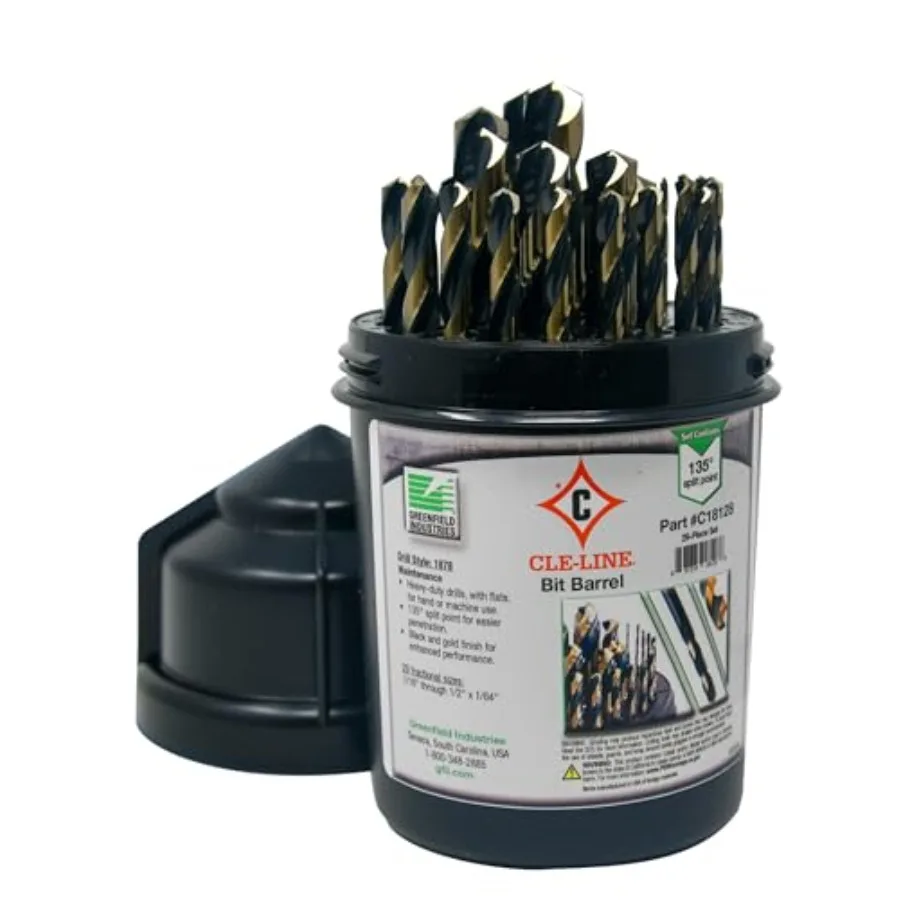 

® 1878 Bit Barrel™ Jobber Length Drill Bit Set 1/16-1/2X64th Black and Gold, 29 Piece C18128