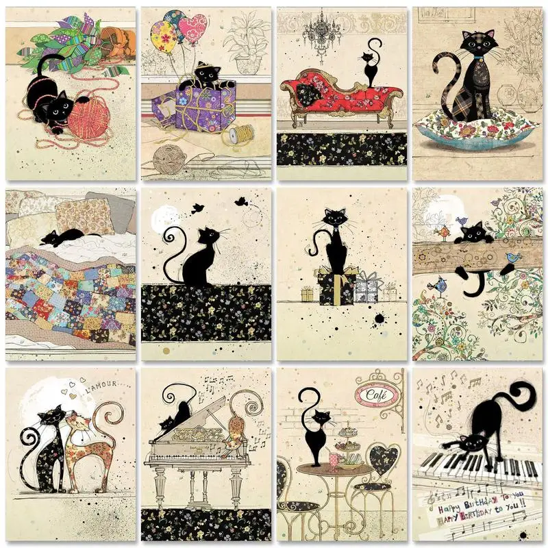 

RUOPOTY Acrylic Paint Diy Painting By Numbers With Frame Illustration Cat Marker By Numbers For Home Wall Art Decors