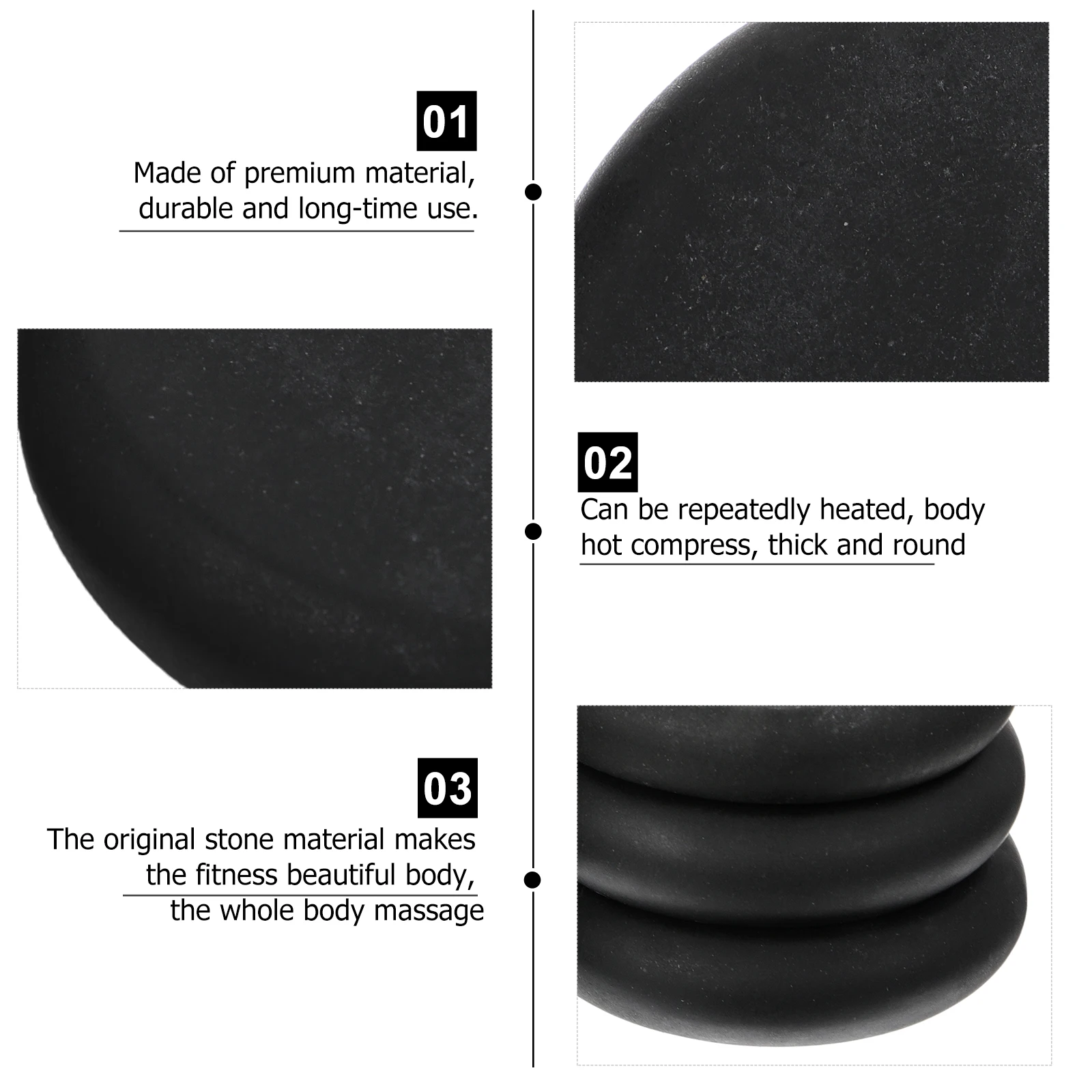 

6Pcs Black Volcanic Hot Stones for Massage Therapy Muscle Relaxation Improved Circulation Metabolism Energy